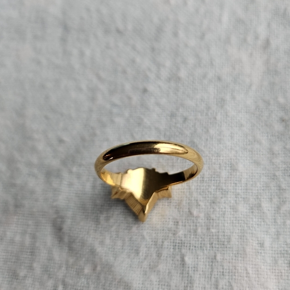 Avon Blue Topaz Teardrop Ring With Clear Rhinestones, Goldtone, Size 8, NWOT - Picture 9 of 10